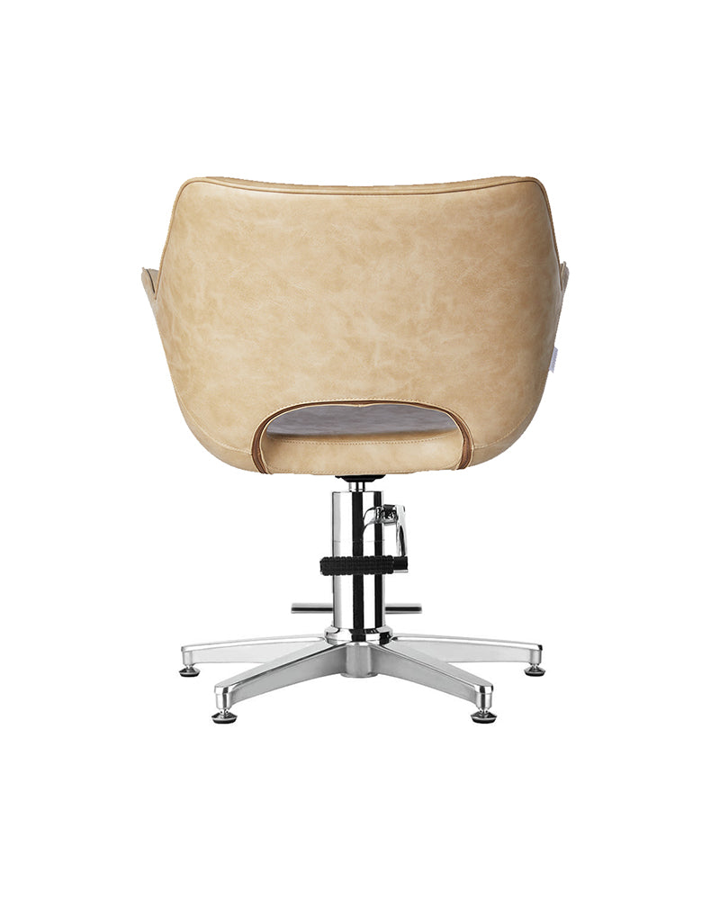 Chloe Sand - Beige hairdressing chair - Chrome cross base